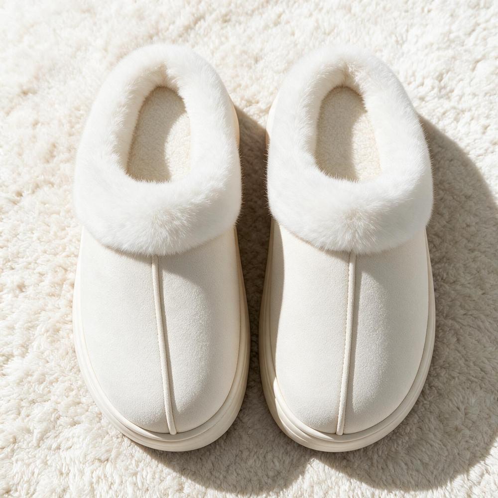 Chausson bottines fourrées femme blanc, vue du dessus