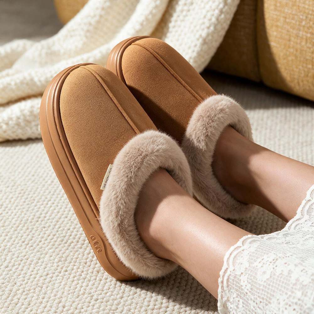 Chausson bottines fourrées femme porté