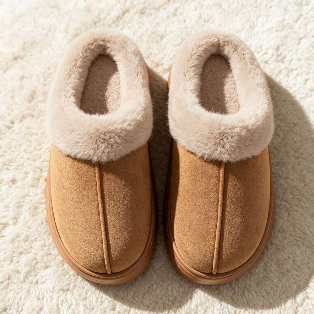 Chausson bottines fourrées femme, vue du dessus