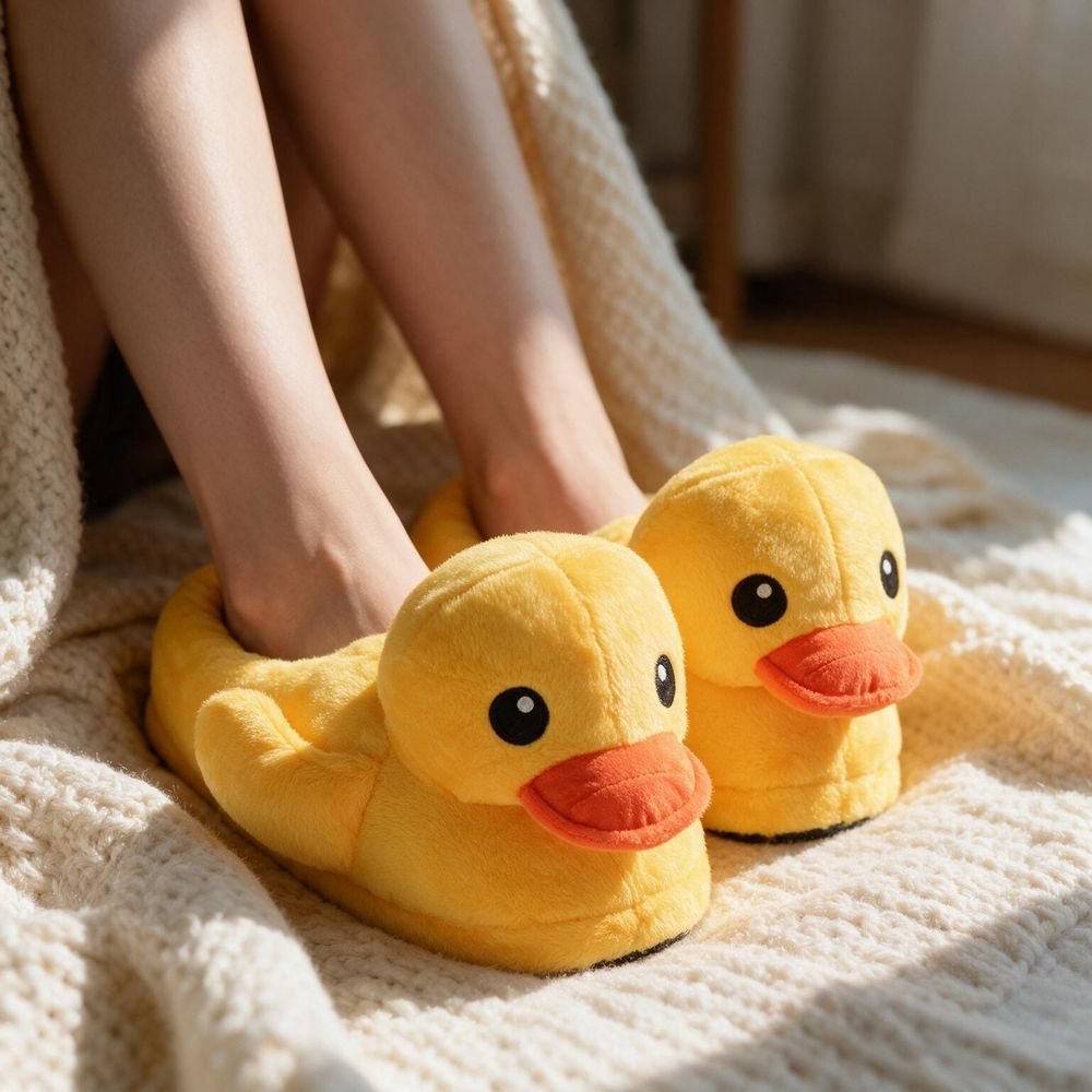 Chausson canard jaune femme porté