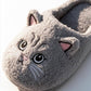 Chausson chat femme, détail peluche