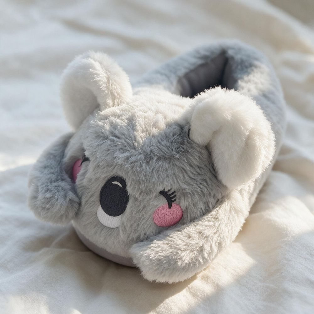 Chausson koala femme, détail peluche