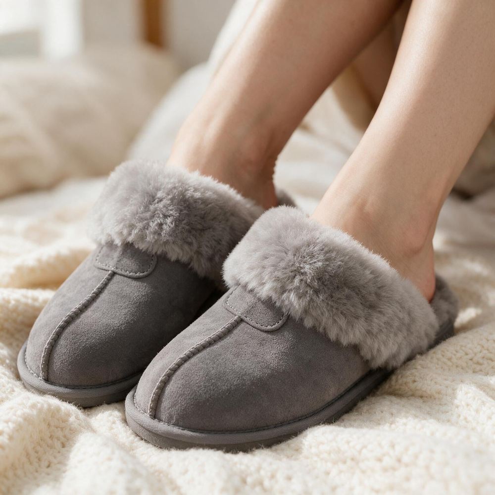 Chausson peau de mouton femme porté