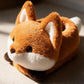 Chausson renard femme, détail peluche