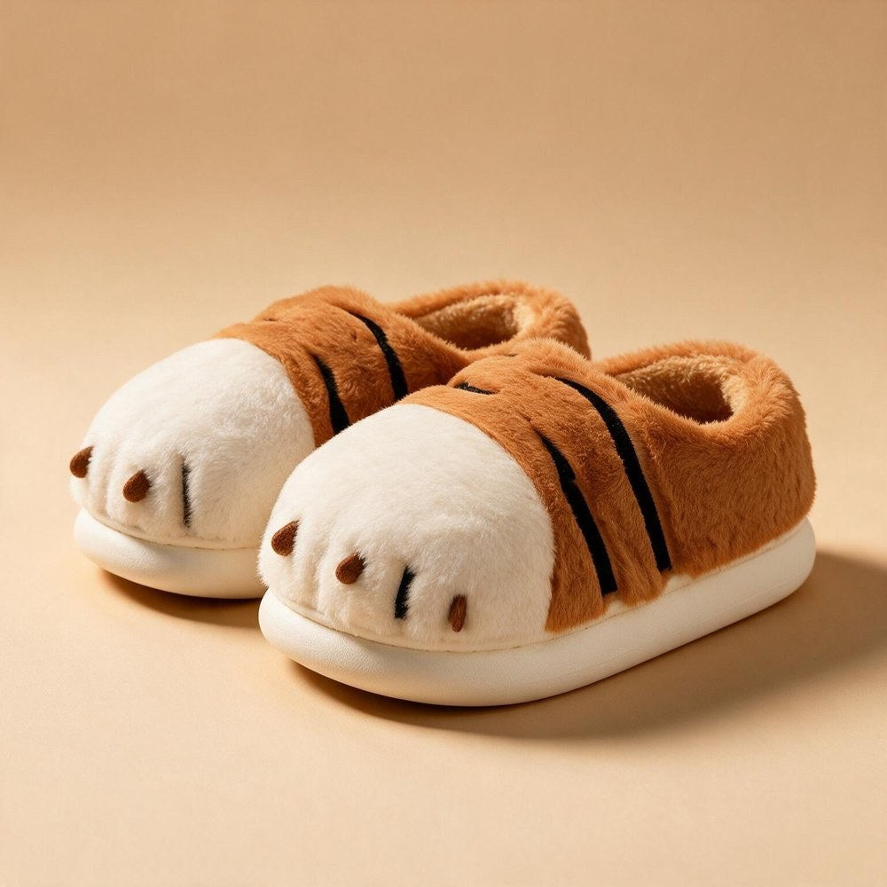 Chausson tigre femme, trois quarts