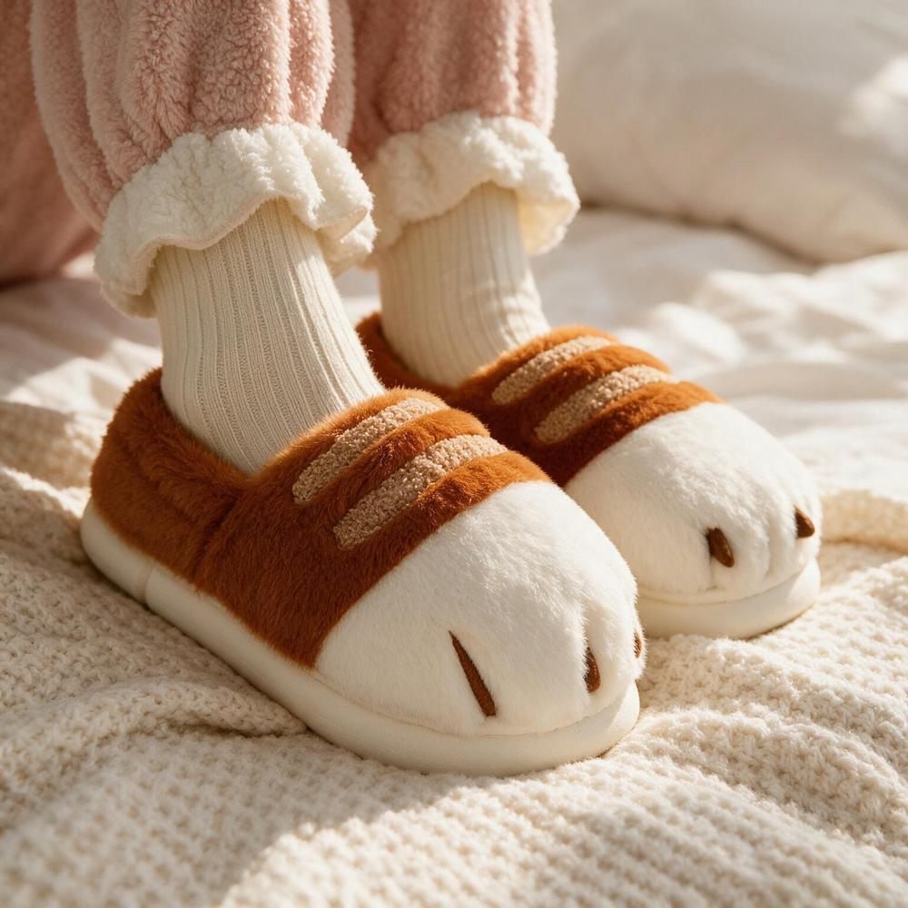 Chausson tigre femme porté
