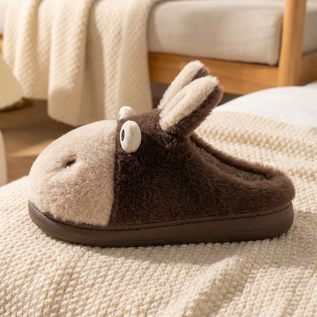 Chaussons ane peluche cote