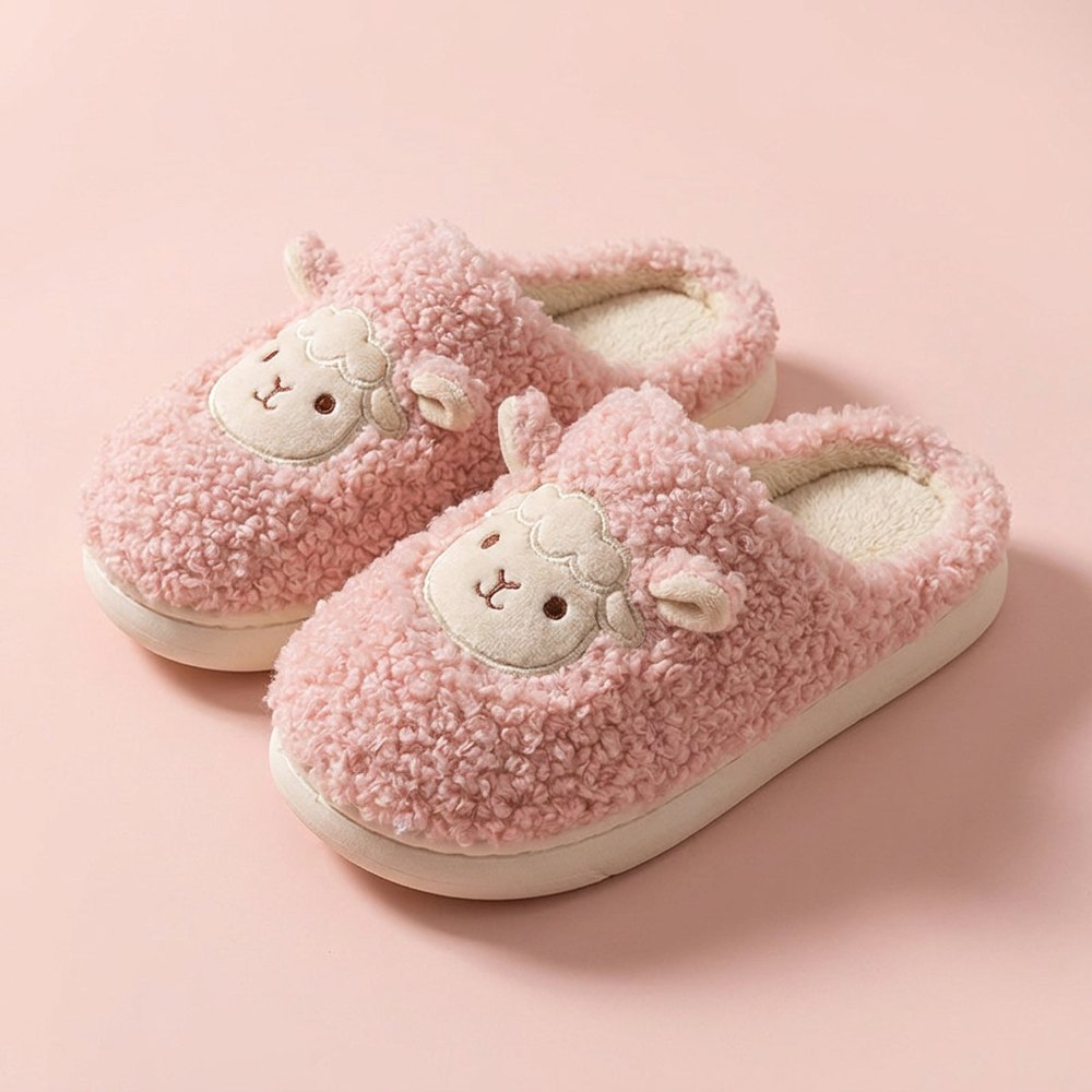 Chaussons mouton vue de trois quarts