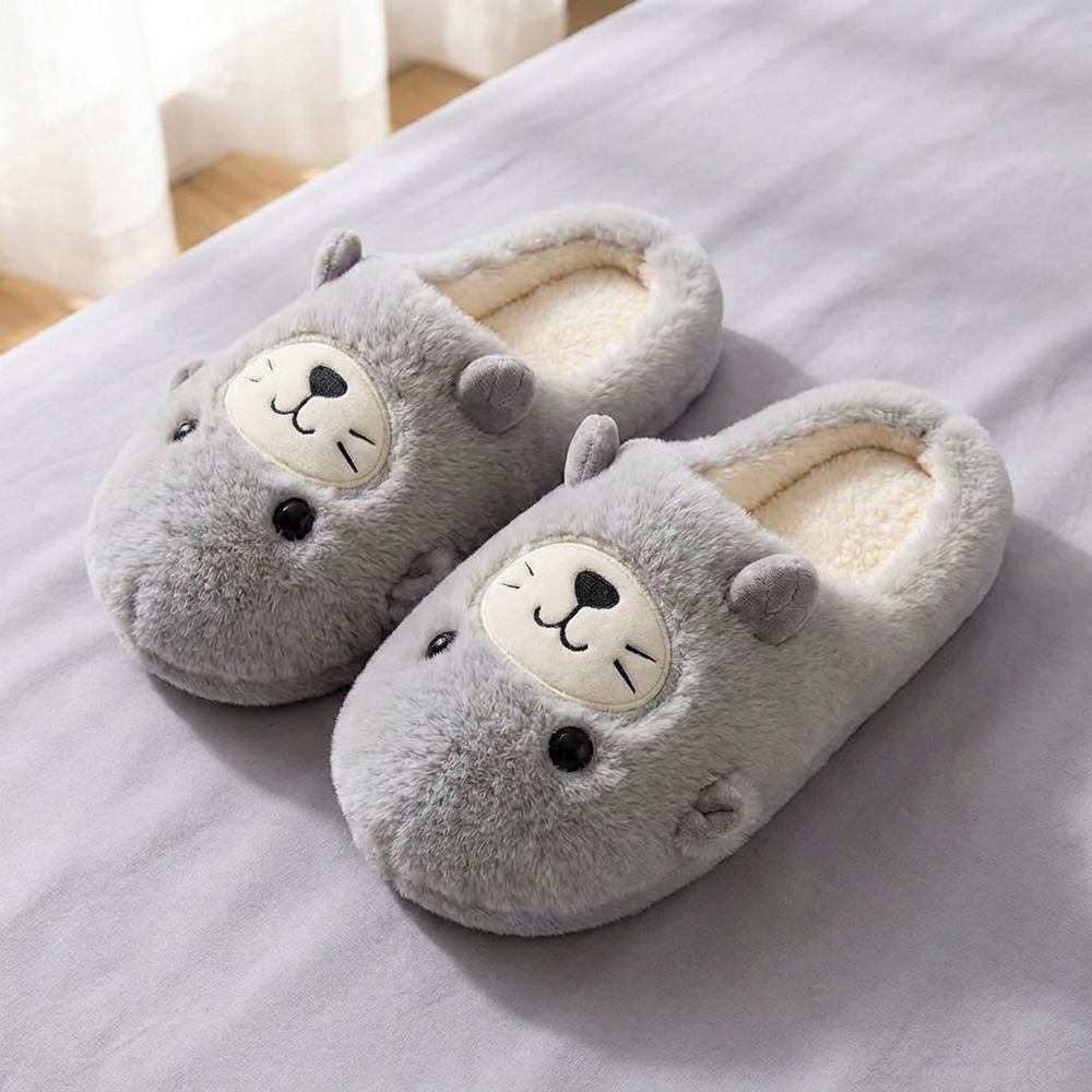 Chaussons phoque gris vue trois quarts