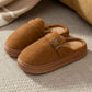 Mules chaudes fourrées avec boucle
