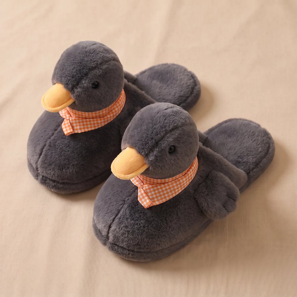 Pantoufles en forme de canard grises, paire