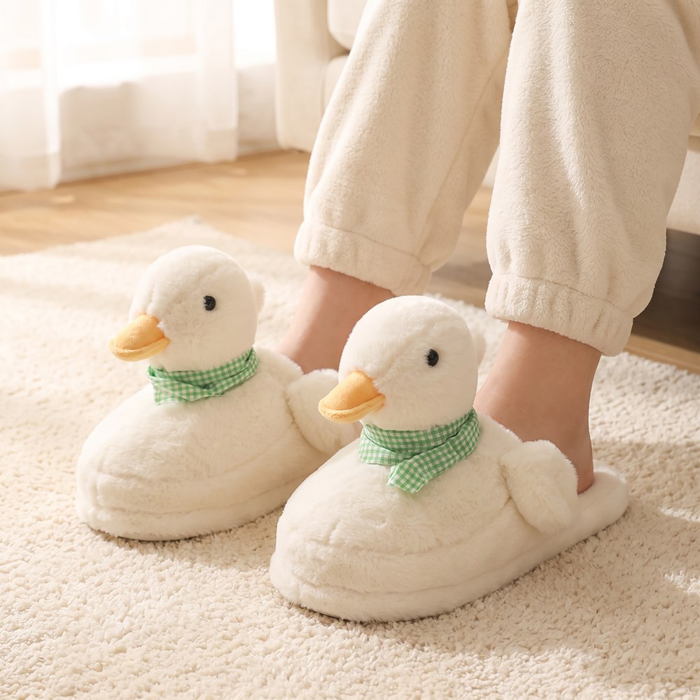 Pantoufles canard portées