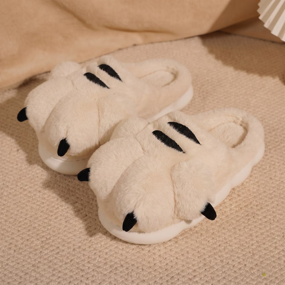 Pantoufles pattes de tigre blanches, paire