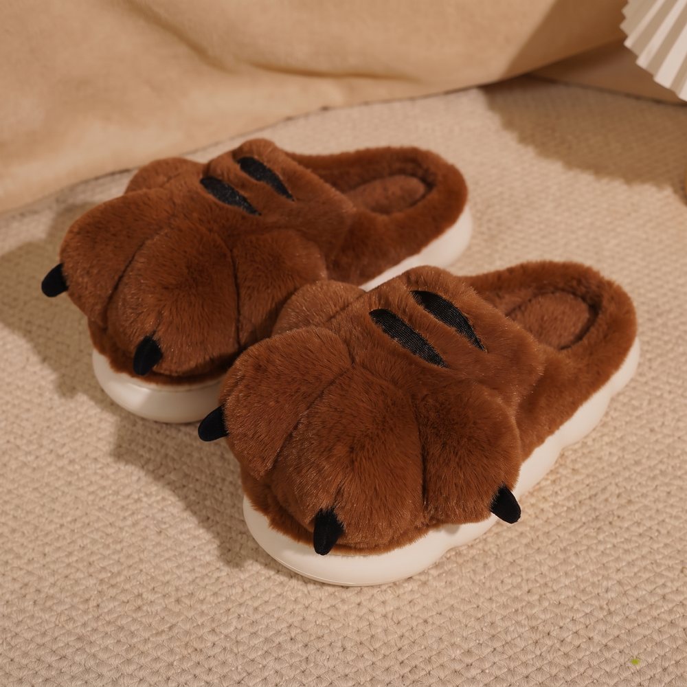 Pantoufles pattes de tigre marron, paire
