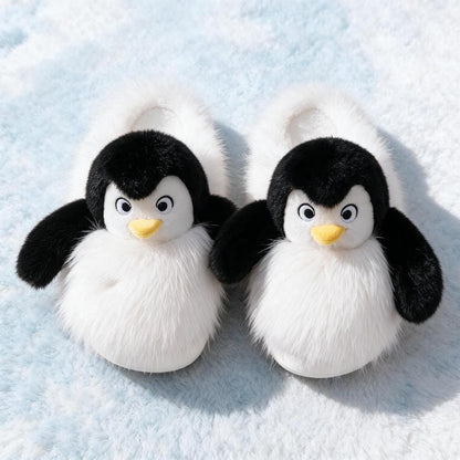 Pantoufles rigolo motif pingouin, vue du dessus