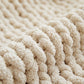 Plaid grosse maille blanc matiere chenille