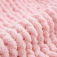 Plaid grosse maille rose clair matiere chenille