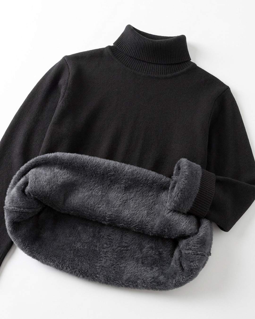 Pull col roulé homme retourné, intérieur doublé polaire visible