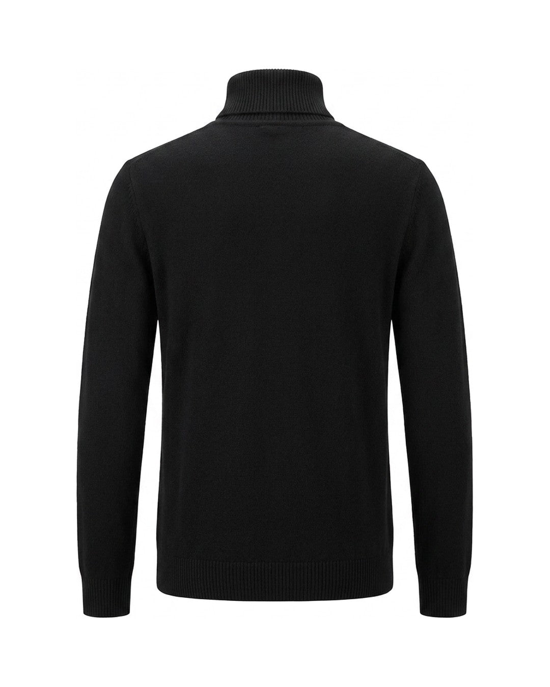 Pull col roulé doublé polaire homme noir, packshot de dos