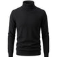 Pull col roulé doublé polaire homme noir, packshot de face