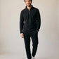 Pull polaire homme col montant demi-zip noir, vue en pied