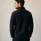 Pull polaire homme col montant demi-zip noir, vue de dos