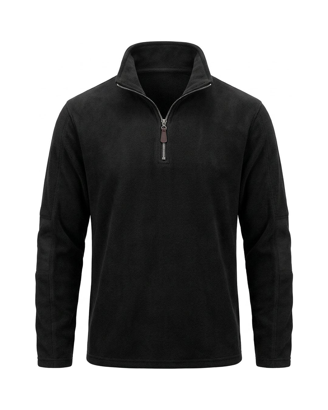 Pull polaire homme col montant demi-zip noir, packshot de face