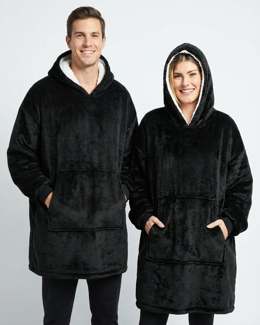 Pull à capuche plaid sweat noir