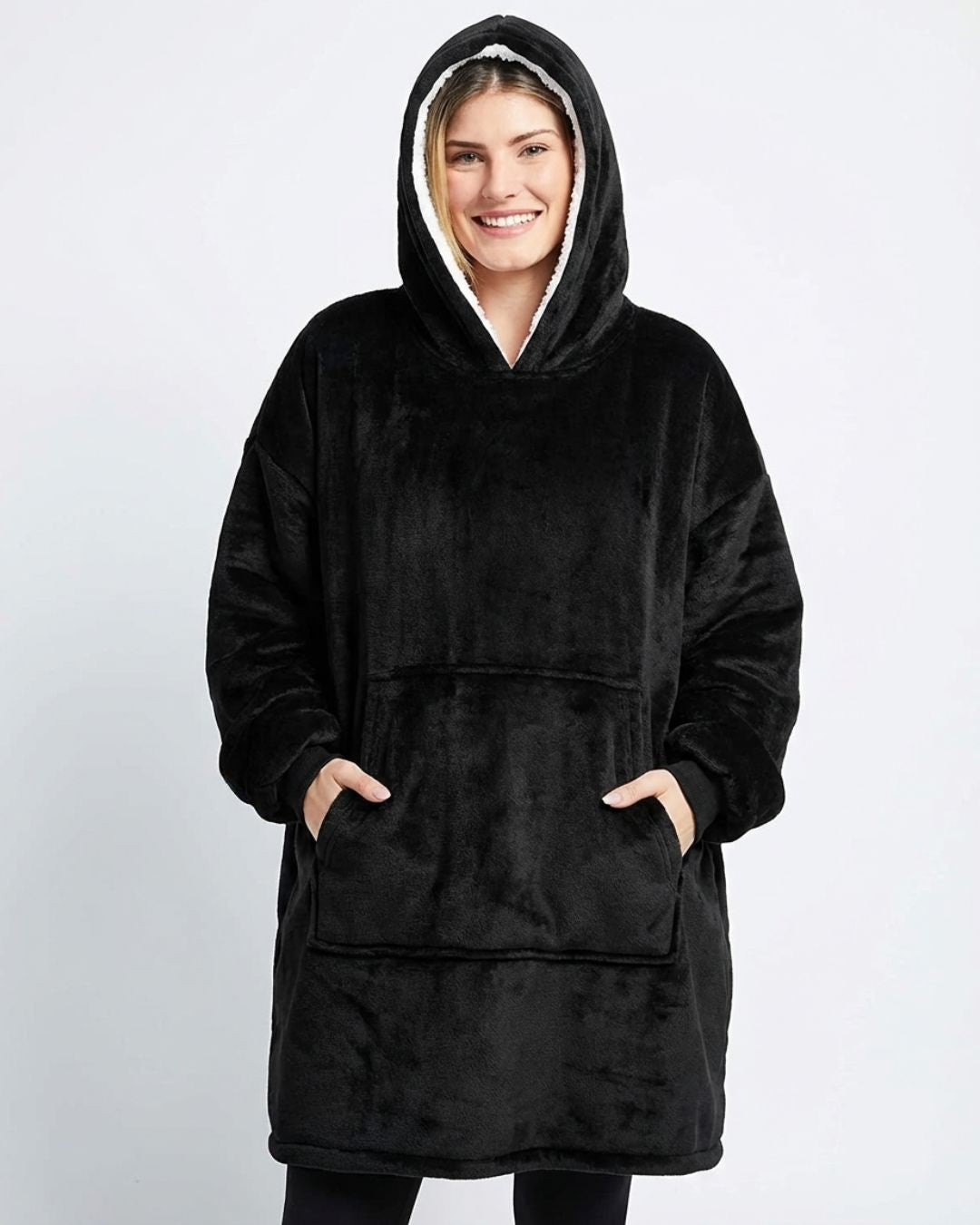 Pull à capuche plaid sweat noir