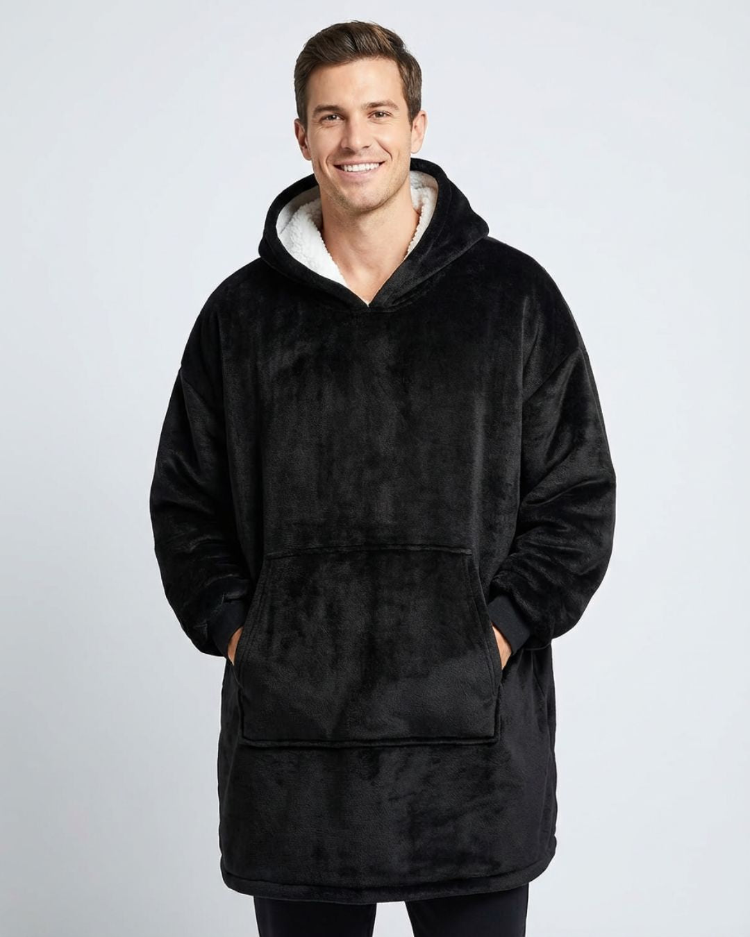 Pull à capuche plaid sweat noir