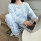 Pyjama pilou bleu motif lapin