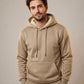 Sweat à capuche doublé polaire homme beige, porté