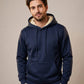 Sweat à capuche doublé polaire homme bleu, porté