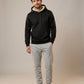 Sweat à capuche doublé polaire homme noir, vue en pied