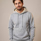 Sweat à capuche doublé polaire homme gris clair, porté