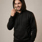 Sweat à capuche doublé polaire homme noir, capuche relevée