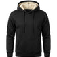 Sweat à capuche doublé polaire homme noir, packshot de face