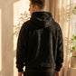 Sweat polaire chaud à capuche noir homme, vue de dos