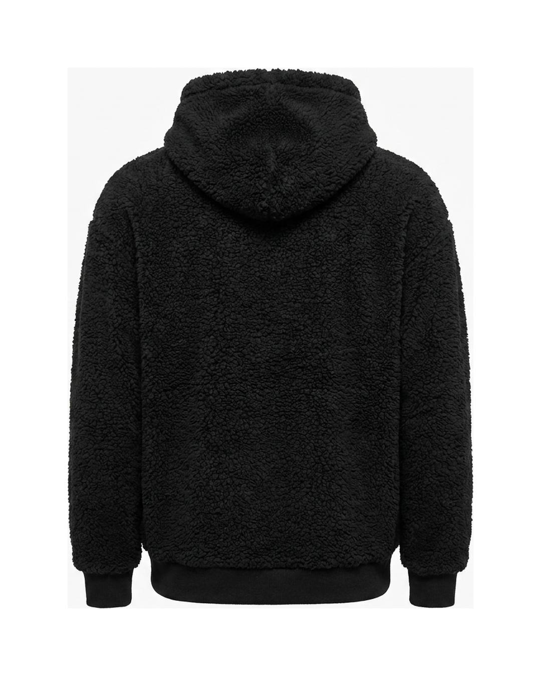 Sweat polaire chaud à capuche noir homme, packshot de dos